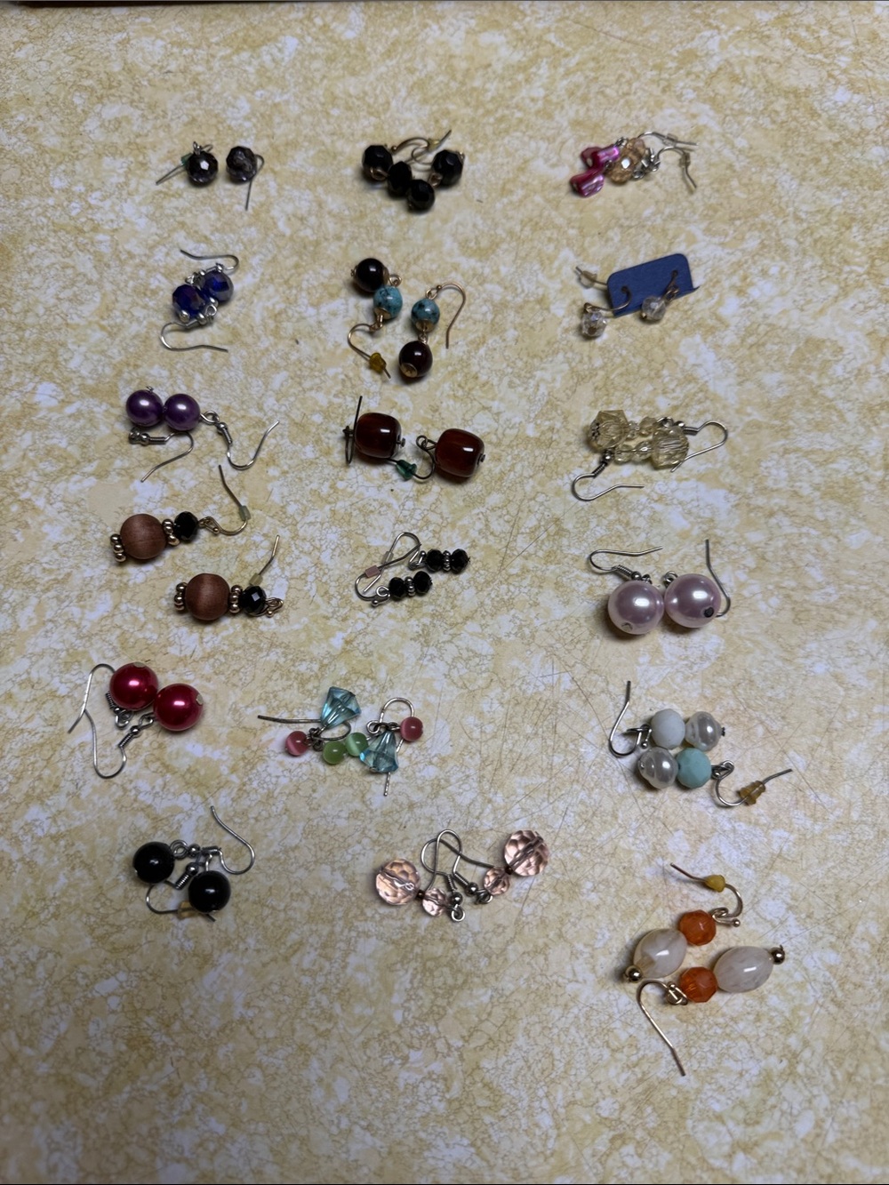 Assorted Women’s Bead Drop Earrings - Mixed Colors , 18 pair set